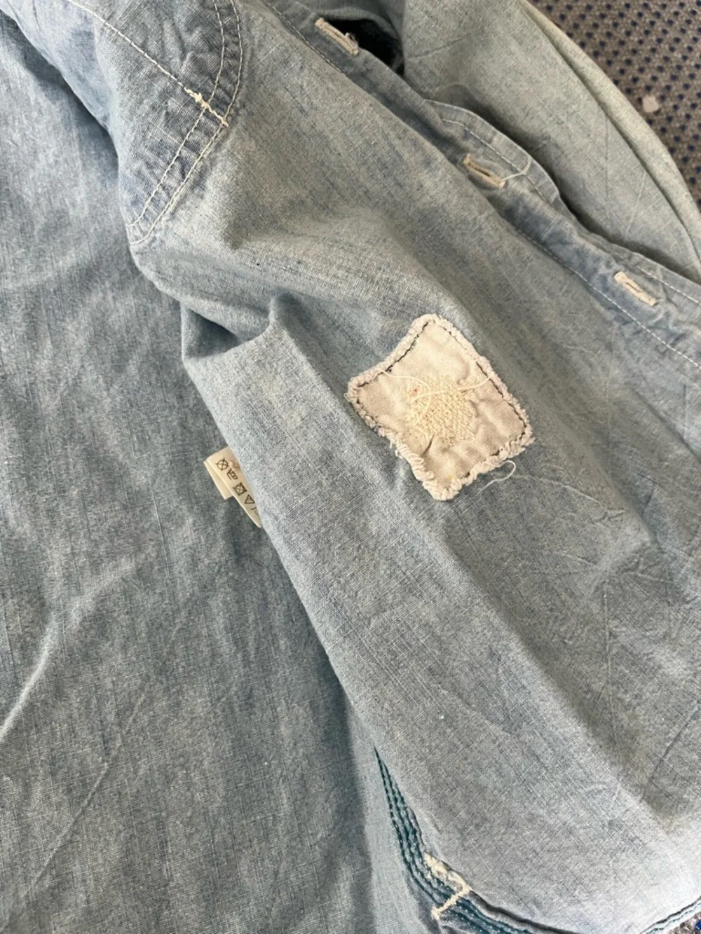 Vintage Light Wash Denim Shirt - Women's Light Blue Casual Button-Up - Picture 10 of 12